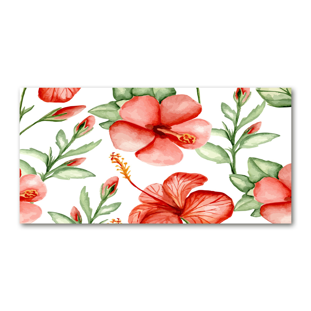 Glass art print Tropical flowers