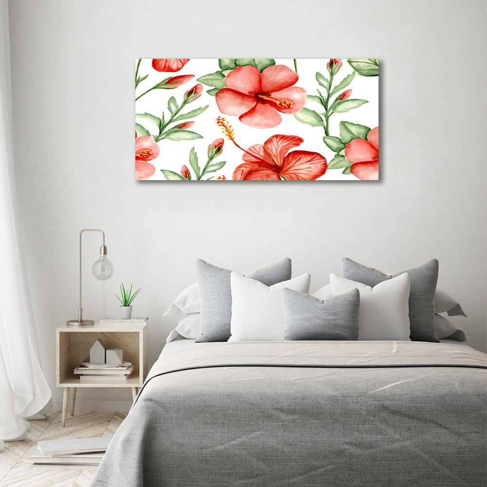 Glass art print Tropical flowers