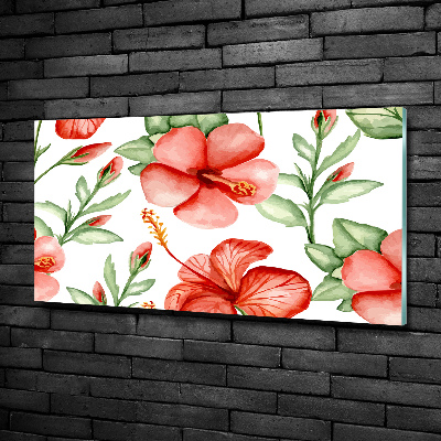 Glass art print Tropical flowers