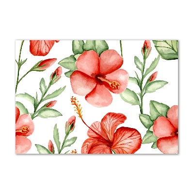 Glass art print Tropical flowers