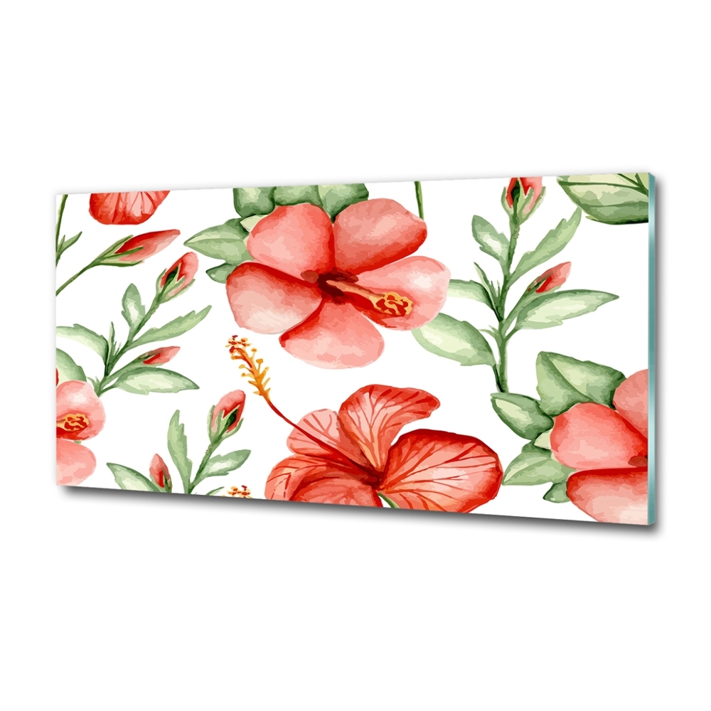 Glass art print Tropical flowers