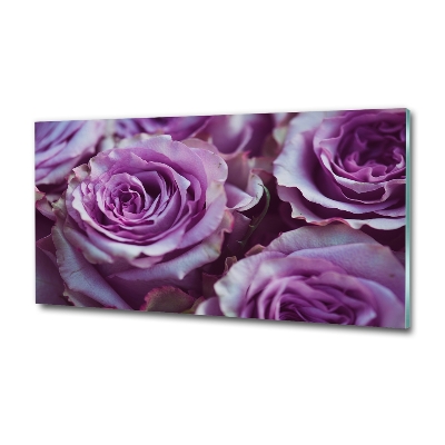 Wall art on glass Purple roses