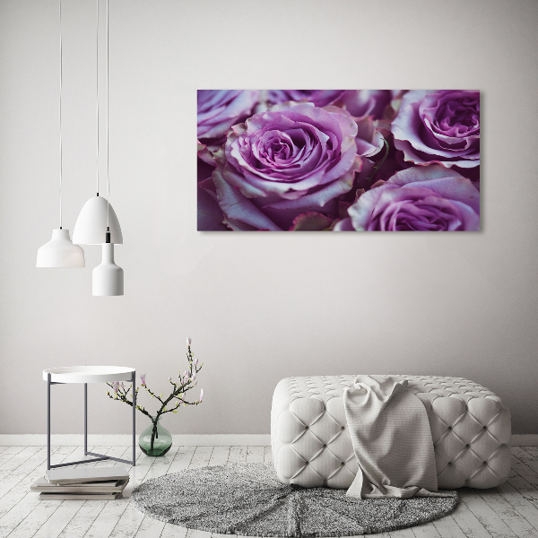 Wall art on glass Purple roses