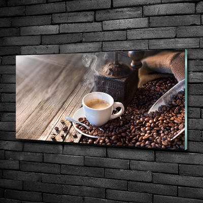 Glass wall art large Morning coffee