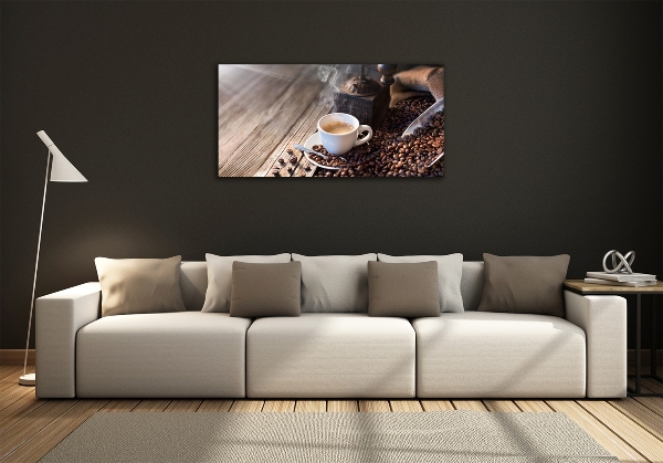 Glass wall art large Morning coffee