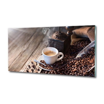 Glass wall art large Morning coffee