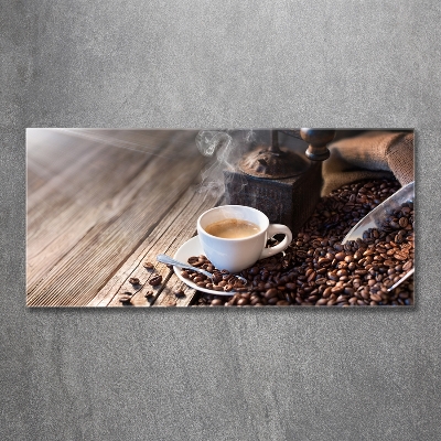 Glass wall art large Morning coffee