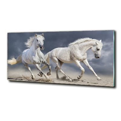 Glass art print White horses beach