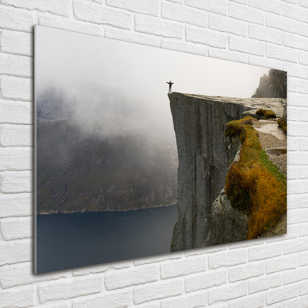 Photo printed on glass Norwegian cliff