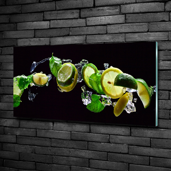 Glass picture print Lime and lemon