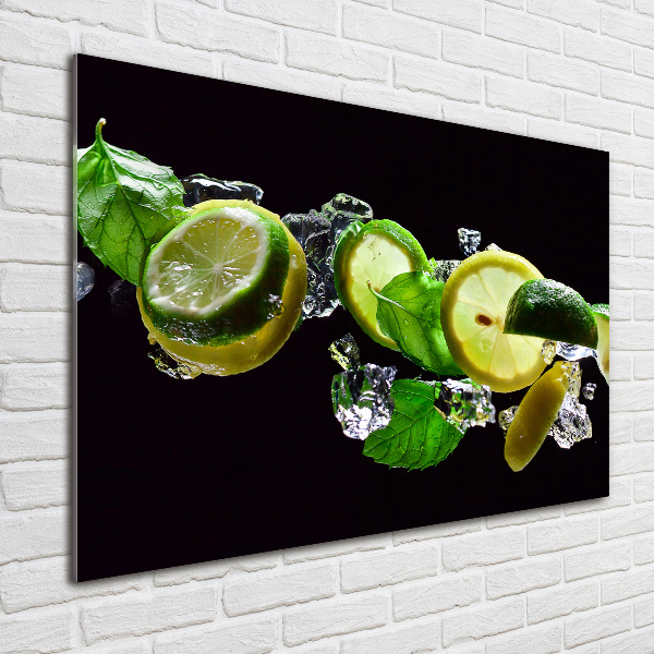 Glass picture print Lime and lemon