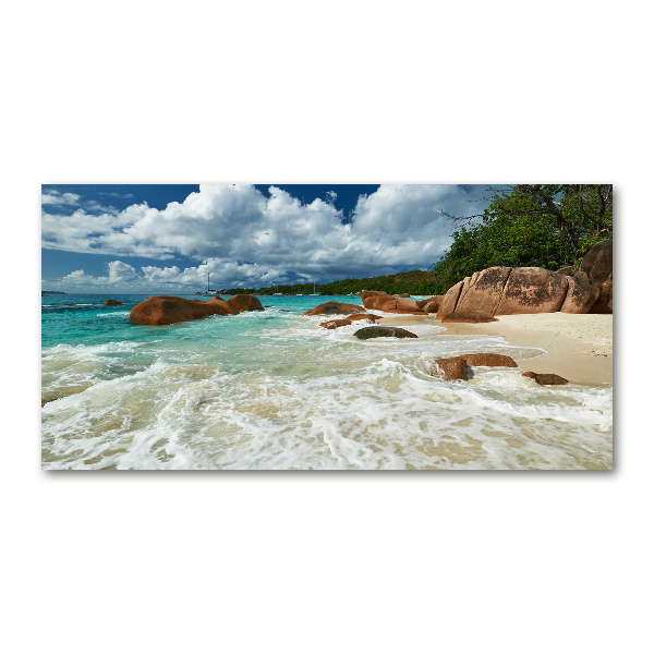 Glass picture wall art Seychelles beach