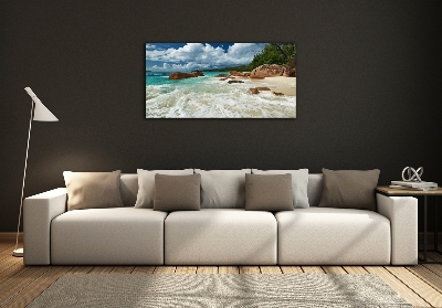 Glass picture wall art Seychelles beach