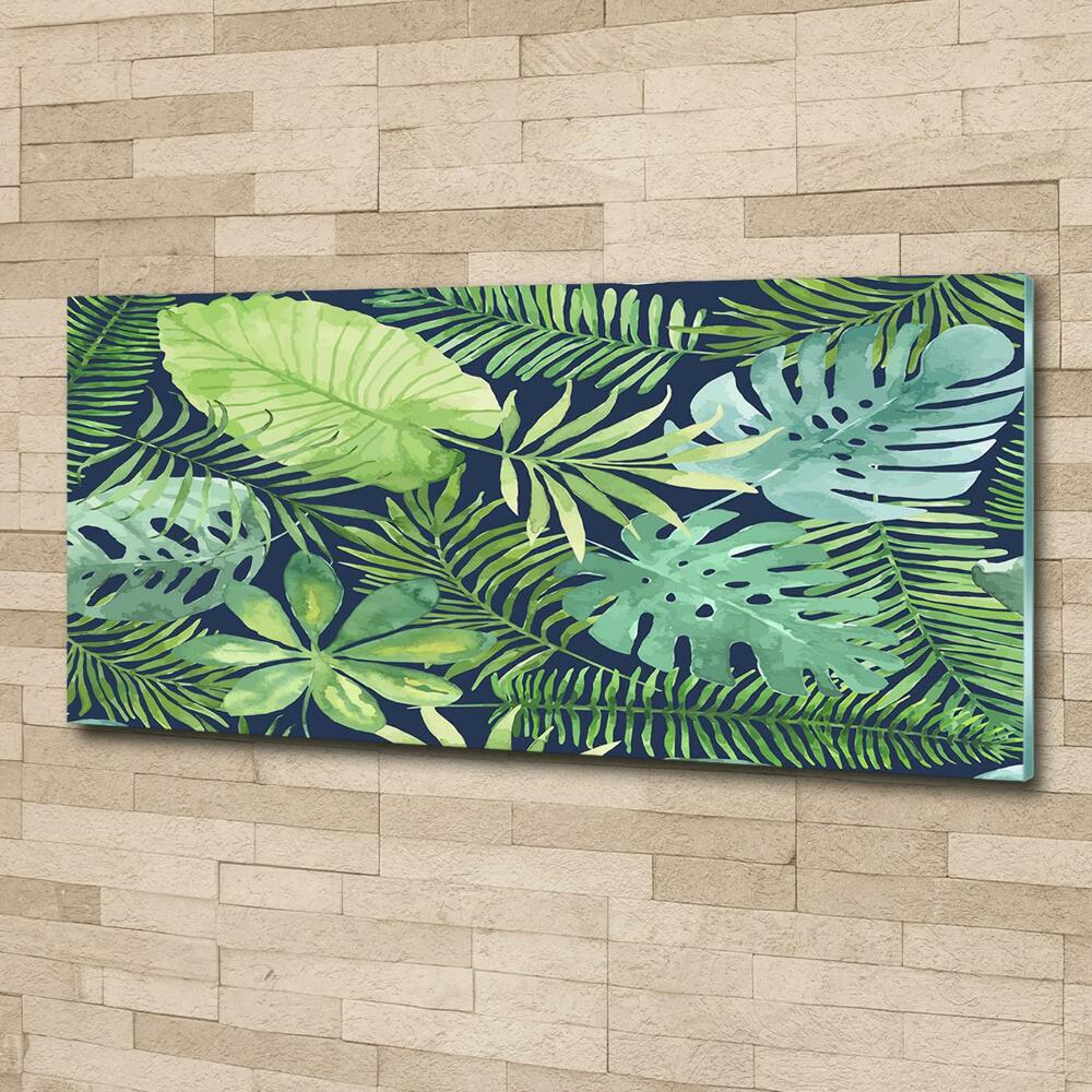 Glass art picture Tropical leaves