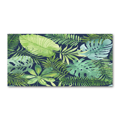 Glass art picture Tropical leaves