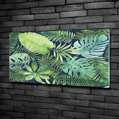 Glass art picture Tropical leaves