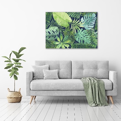 Glass art picture Tropical leaves