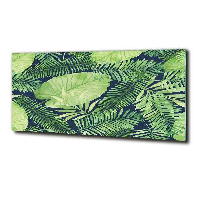 Glass art picture Tropical leaves