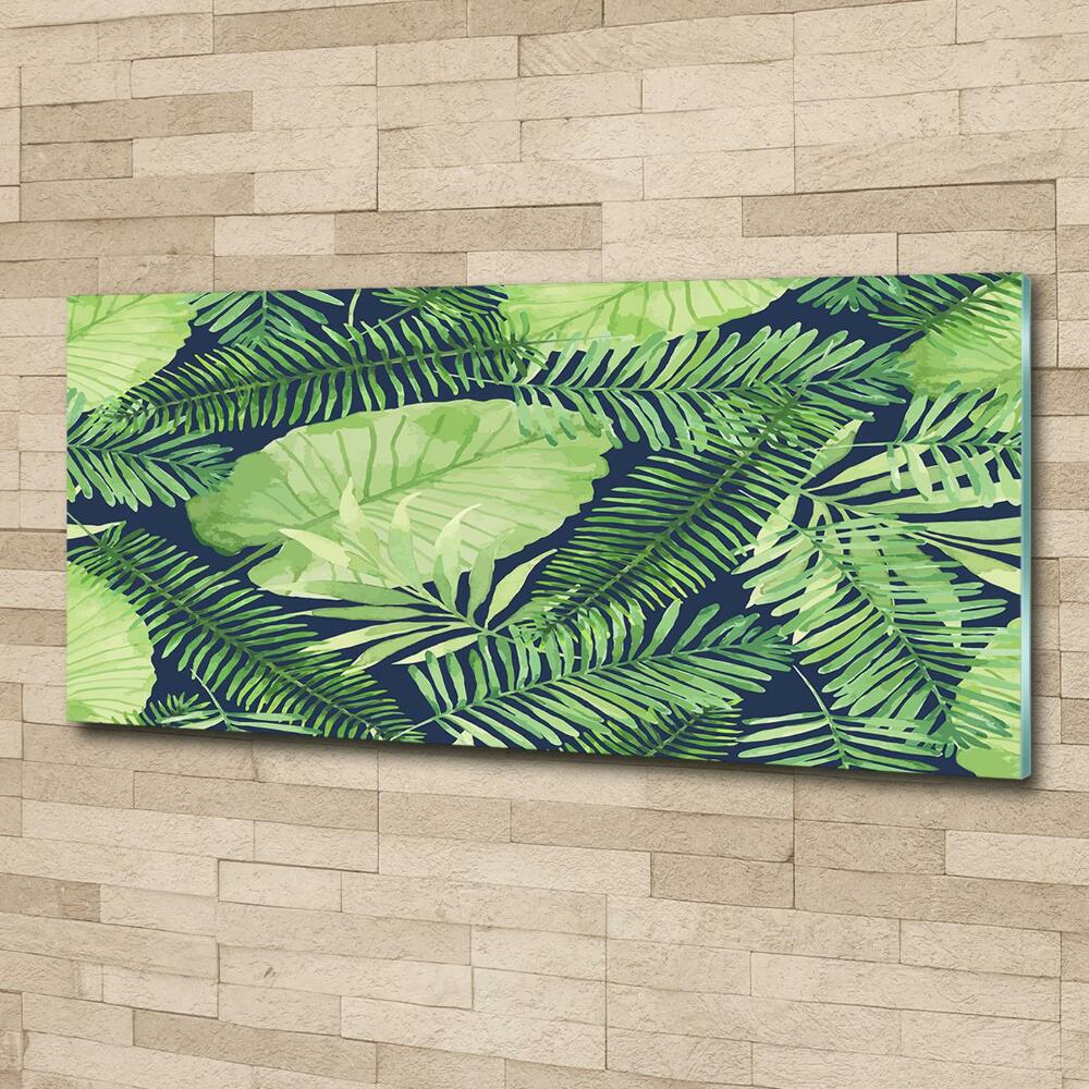 Glass art picture Tropical leaves