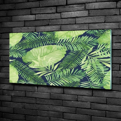 Glass art picture Tropical leaves