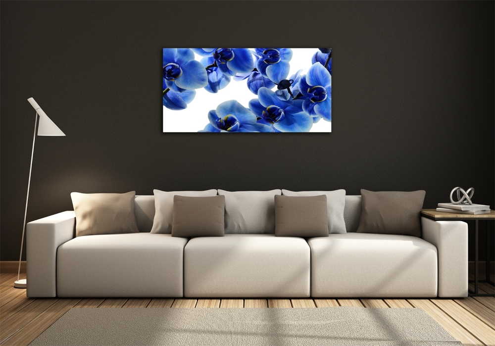 Wall art on glass Blue orchid