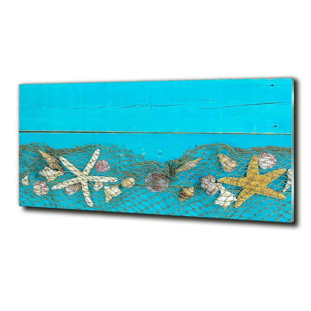 Wall art on glass Starfish and shells