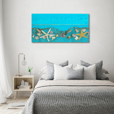 Wall art on glass Starfish and shells