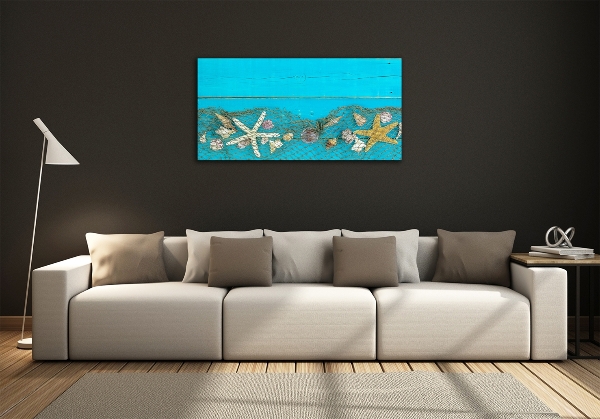 Wall art on glass Starfish and shells