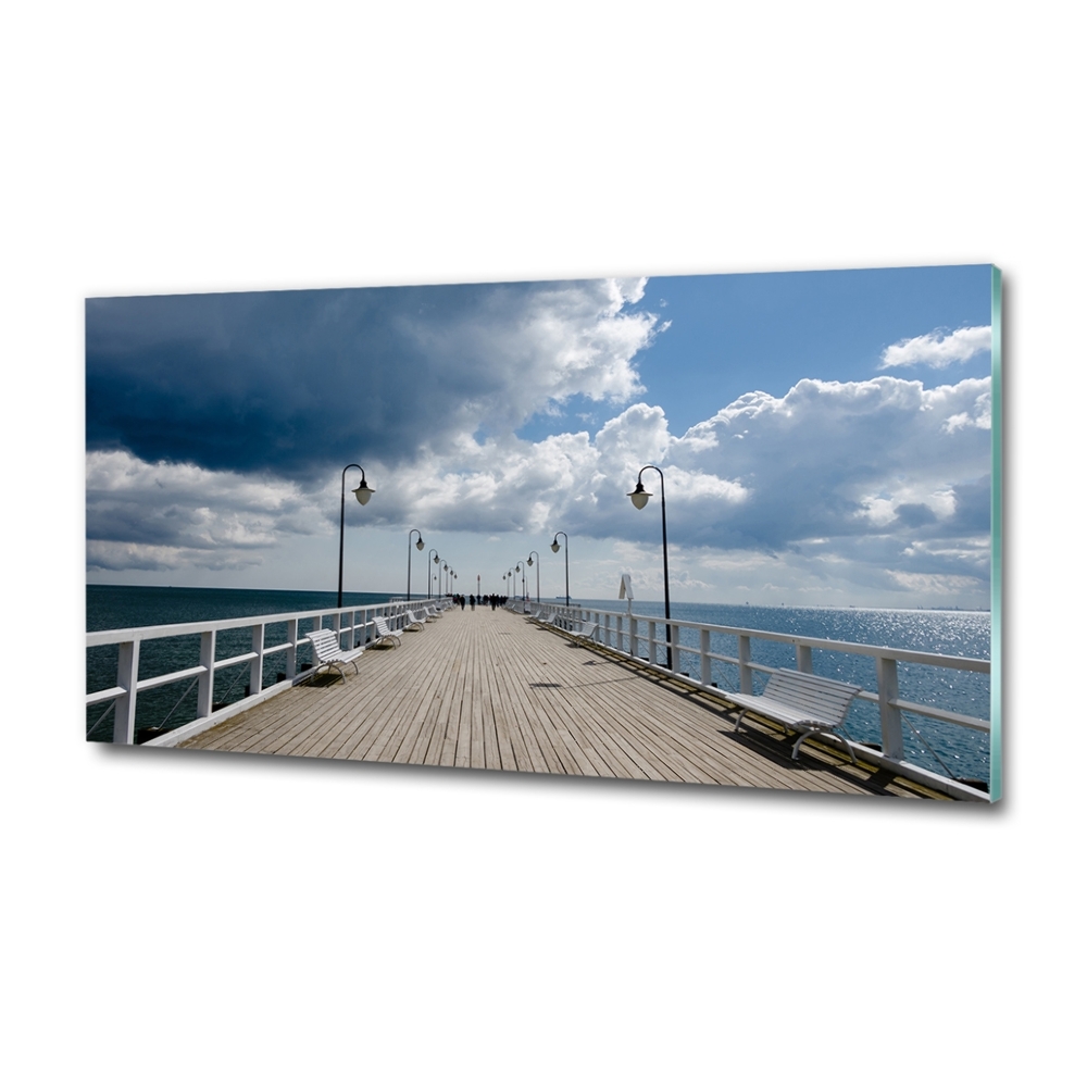 Printed glass wall art Pier in orłowo