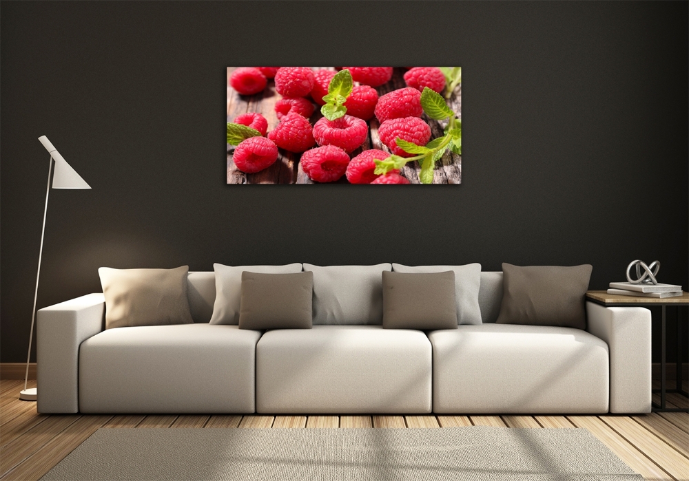 Glass wall art Raspberries