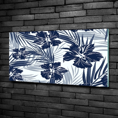 Glass art picture Tropical flowers