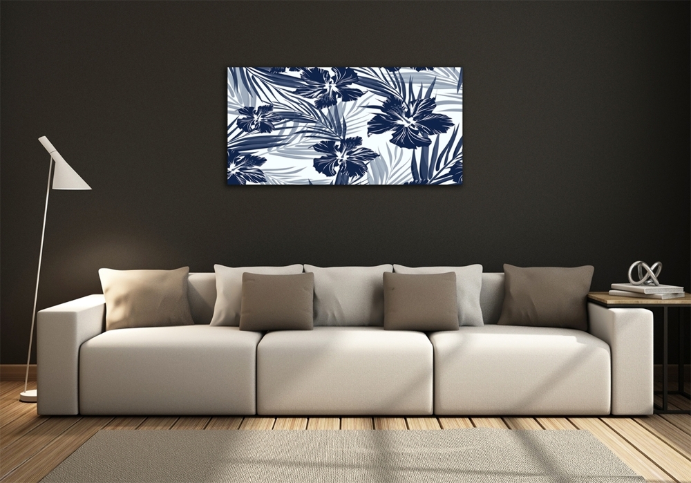 Glass art picture Tropical flowers