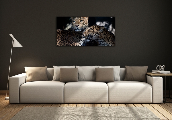 Wall art on glass Two leopards