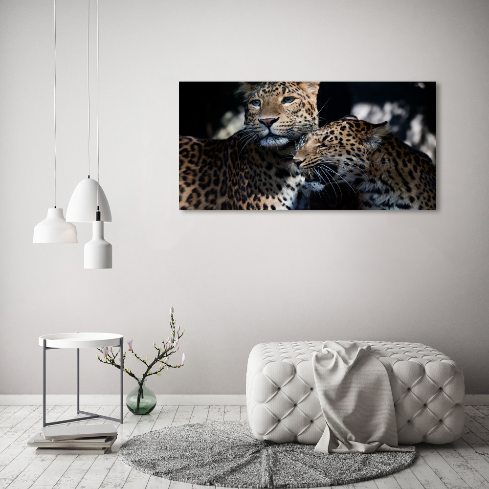 Wall art on glass Two leopards