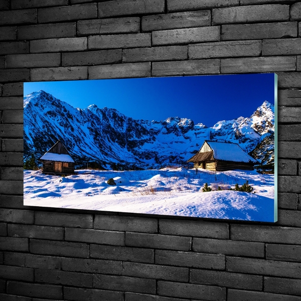 Printed glass wall art Houses in the tatra mountains