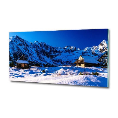 Printed glass wall art Houses in the tatra mountains