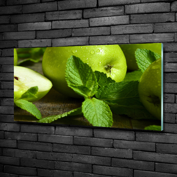 Wall art on glass Green apples