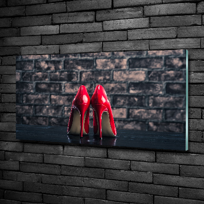 Glass art picture Red heels