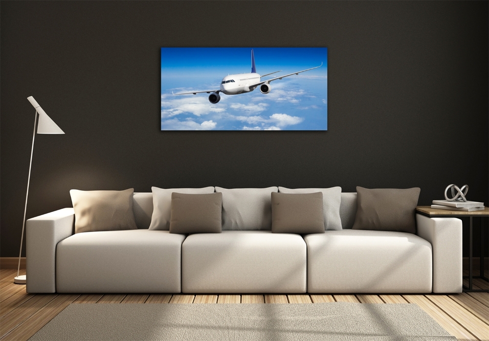 Glass picture wall art Airplane