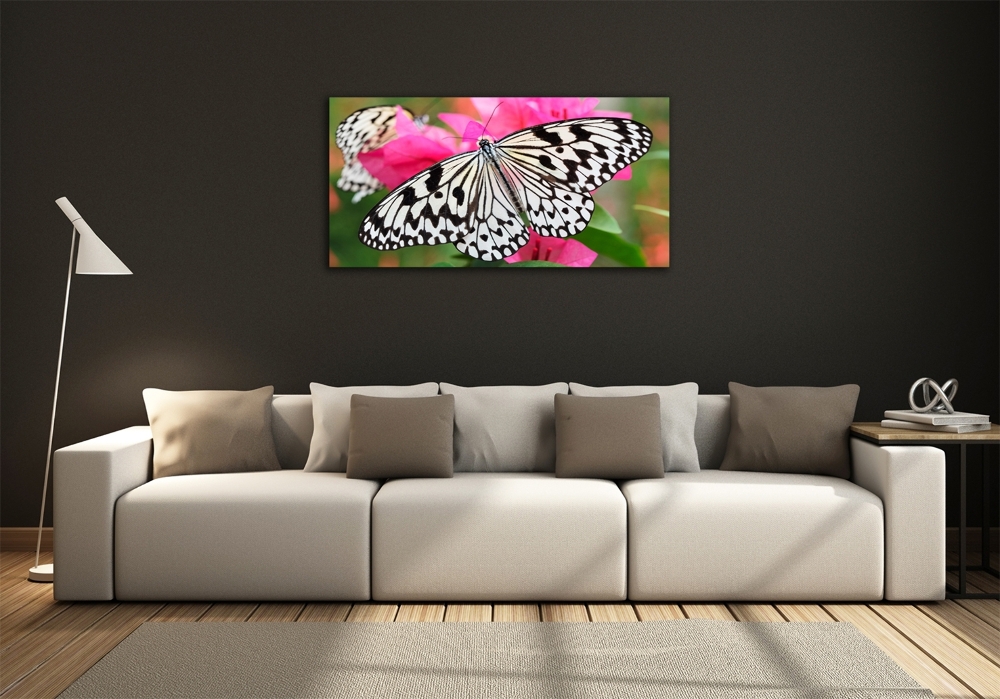 Glass art print Flower butterfly