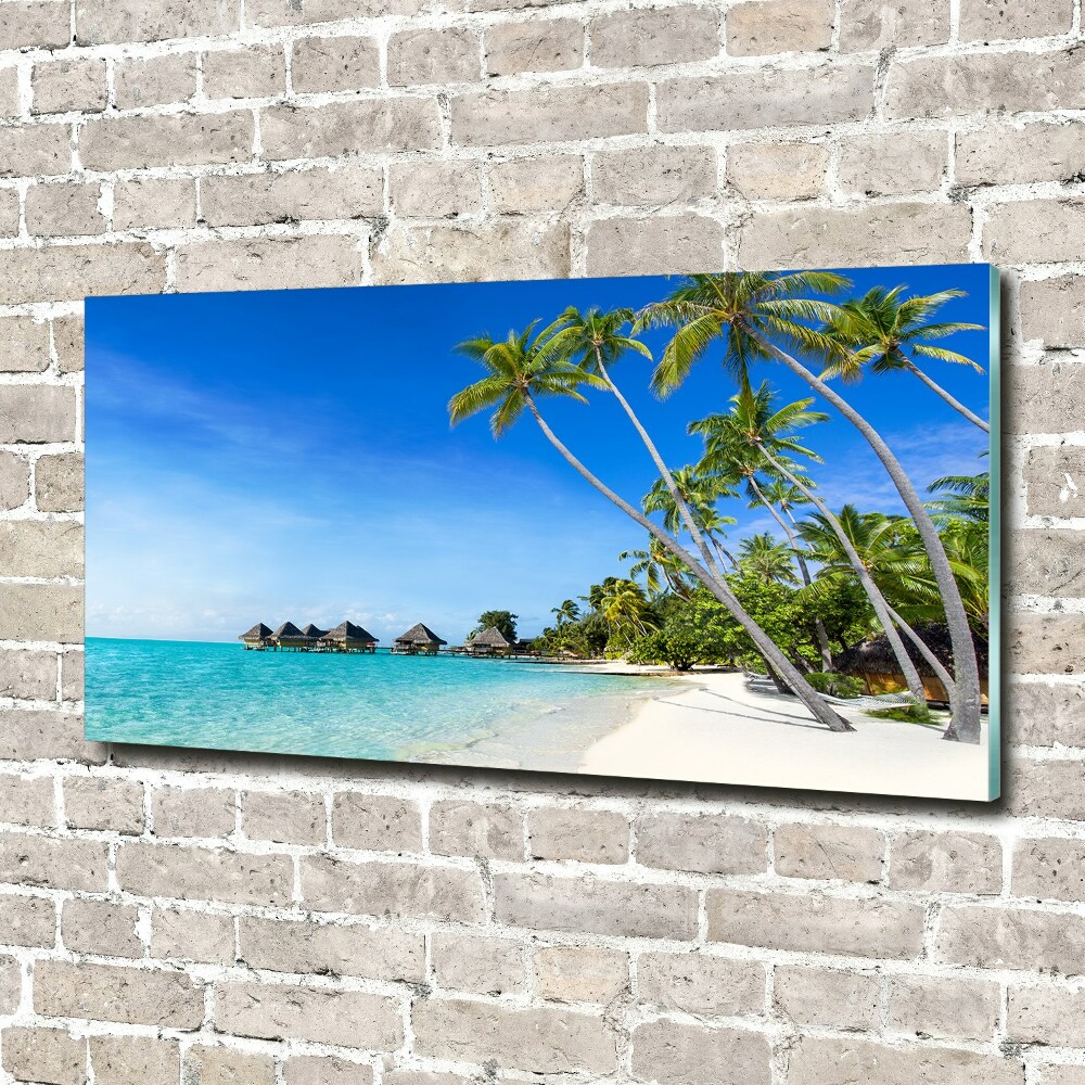 Printed glass wall art Maldives