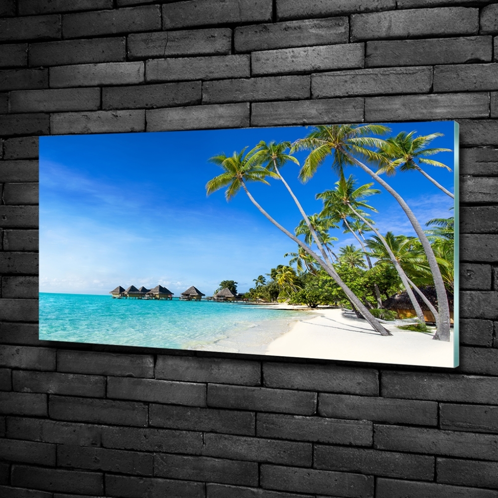 Printed glass wall art Maldives