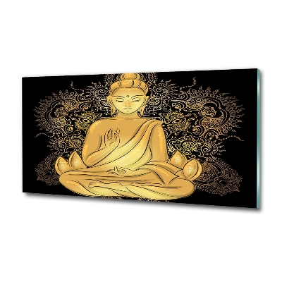 Printed glass wall art Sitting buddha