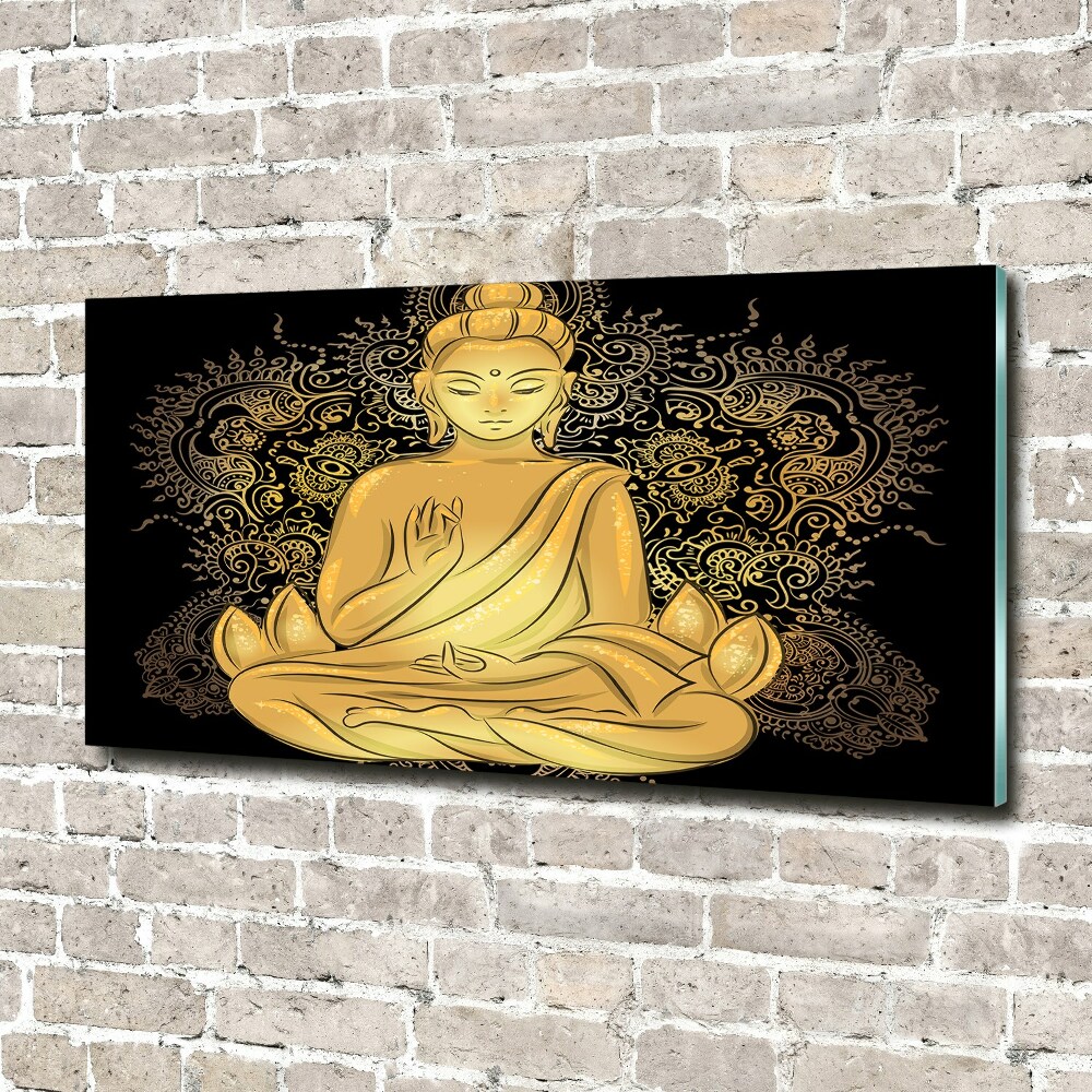 Printed glass wall art Sitting buddha