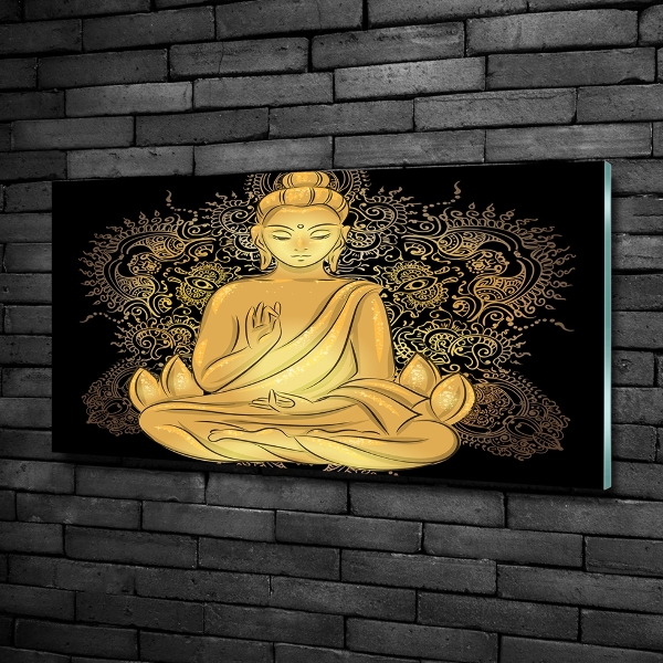 Printed glass wall art Sitting buddha