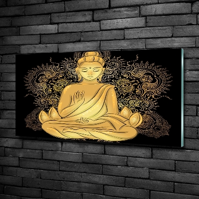 Printed glass wall art Sitting buddha