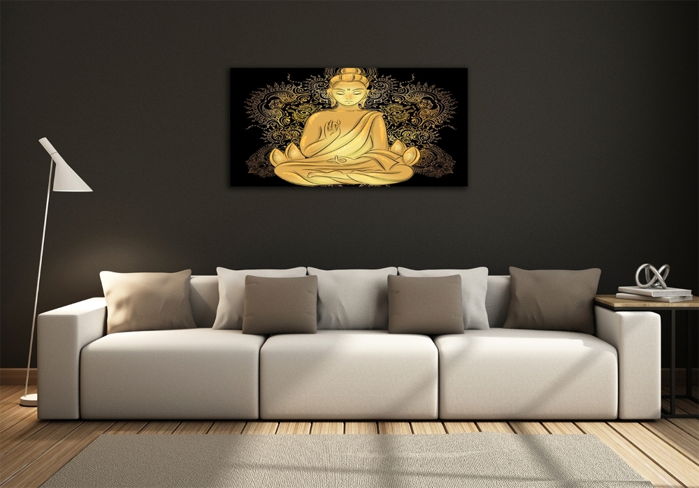 Printed glass wall art Sitting buddha