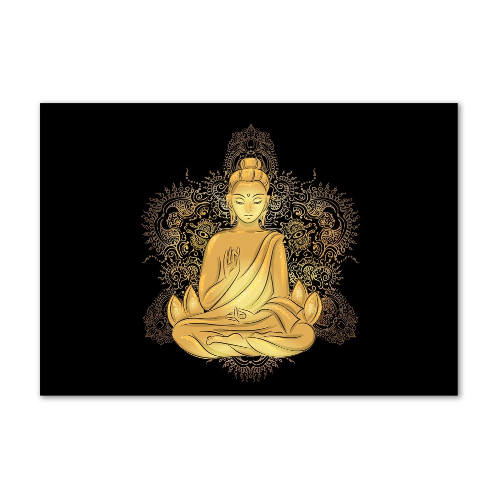 Printed glass wall art Sitting buddha