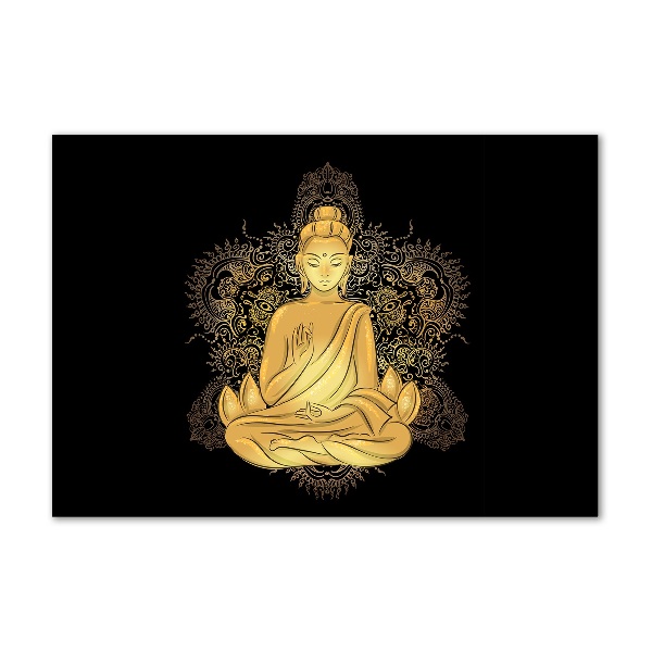 Printed glass wall art Sitting buddha