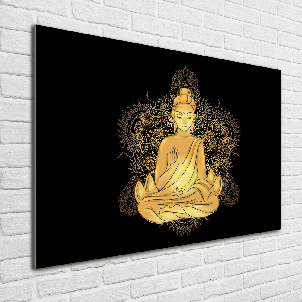 Printed glass wall art Sitting buddha